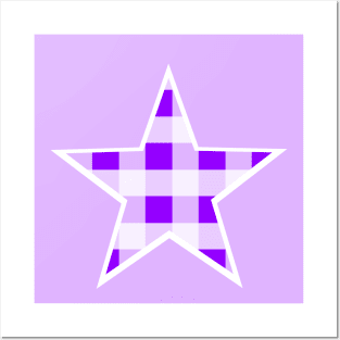 Purple and White Buffalo Plaid Star Posters and Art